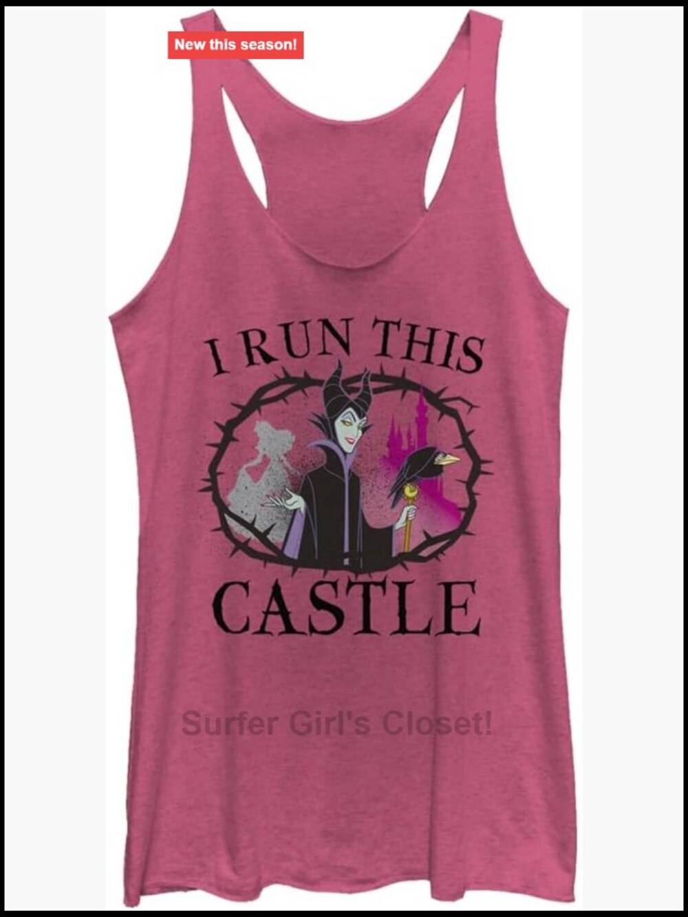 Disney Maleficent Woman's Sleeveless Tank Top - Scoop Neck, T-Back, Slim Fit -